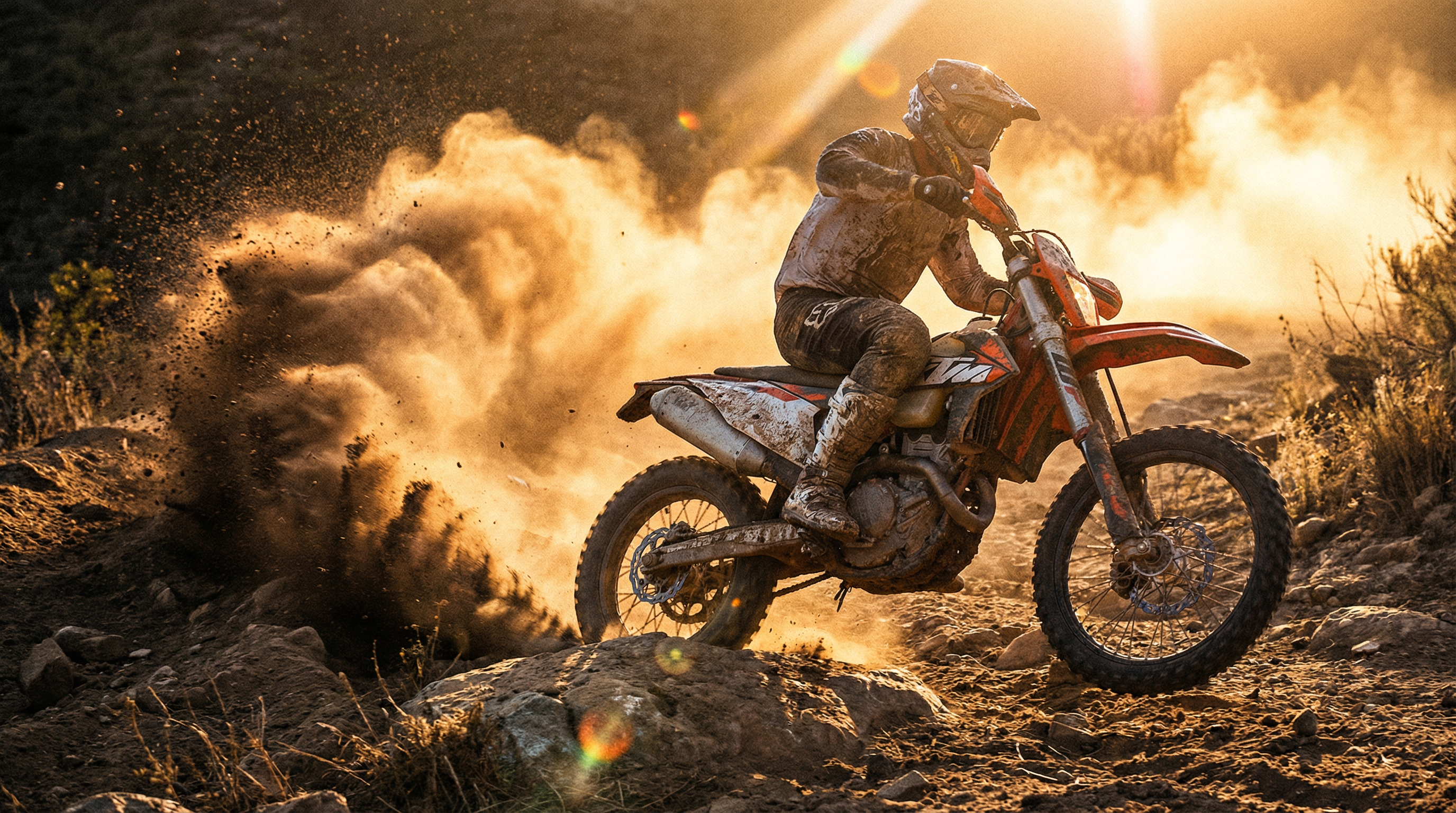 Enduro motorcycle action